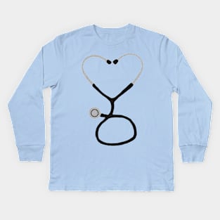 Doctor's Geart Shaped Stethoscope Kids Long Sleeve T-Shirt